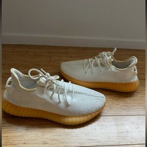 Adidas White Sneakers with Yellow Soles